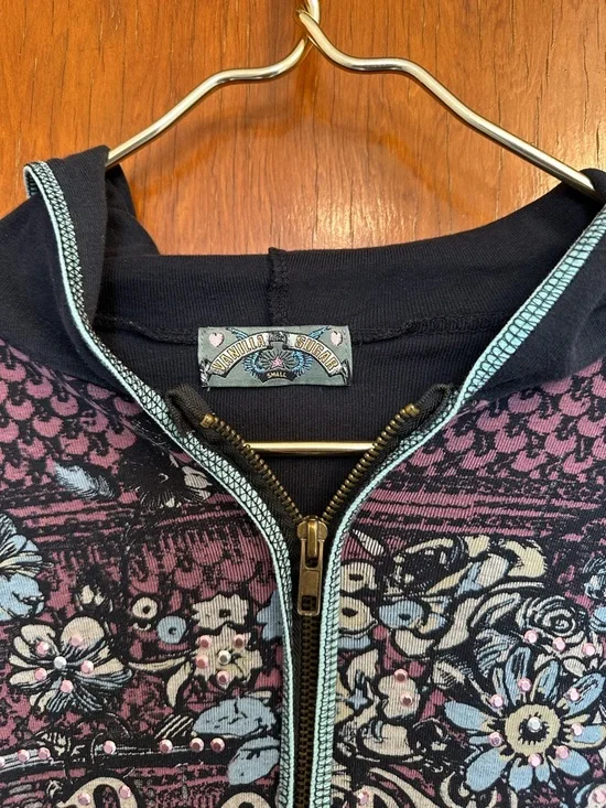 Vanilla Sugar Y2K style floral zip up women’s size small McBling - Picture 2 of 8